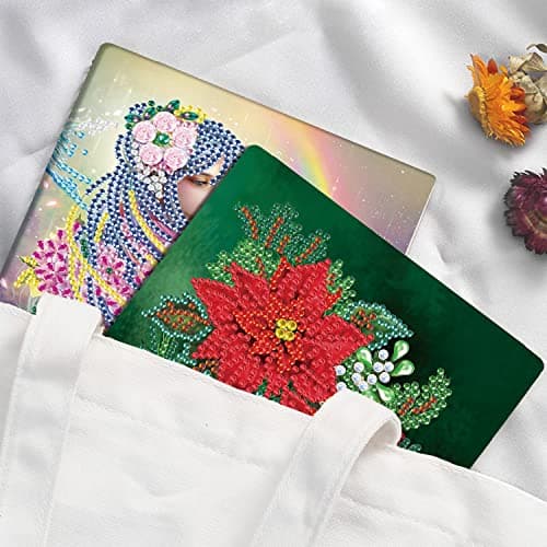 DCIDBEI DIY Cahier d'écriture de Coquelicots Rouges A5 de Peinture au Diamant Bloc Note, Fournitures Scolaires Rentrée Scolaire, Journal d'enfants Diamond Painting Cadeaux d'anniversaire 100 Pages