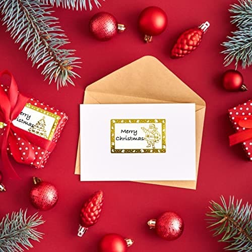 250Pcs Autocollants Etiquette Noël Auto-adhésif Cadeau Stickers Ecrit 6 Motifs Bonhomme de Neige Père Noël Renne Sapin pour Festival Noël Anniversaire Mariage Décoratifs