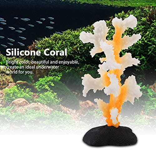 Smandy Corail Artificiel, Corail Lumineux de Silicone d'usine de Simulation pour la décoration de réservoir de Poissons Ornements d'aquarium(Jaune)