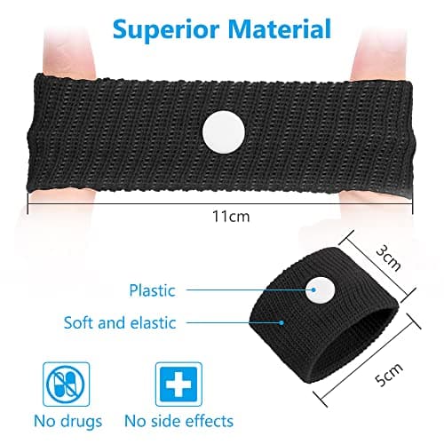 ACWOO Bracelets Anti-nausées Pour Le Mal De Mer, 2 Paires Bracelet Anti Nausée, Bande De Poignet De Soulagement De Nausée Pour Les Enfants, Les Adultes, Les Vacances Et Les Voyages