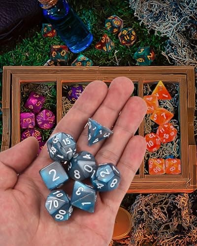 TIDEVAN Dés Polyédriques,42 Pièces Polyédrique Jeu de Dice Réutilisable Jeux de Table dés,avec 6 Petits Sacs à Dés Velours Gratuit Les Donjons Dragons DND RPG Jeux de Table MTG Dés D4 D8 D10 D12 D20