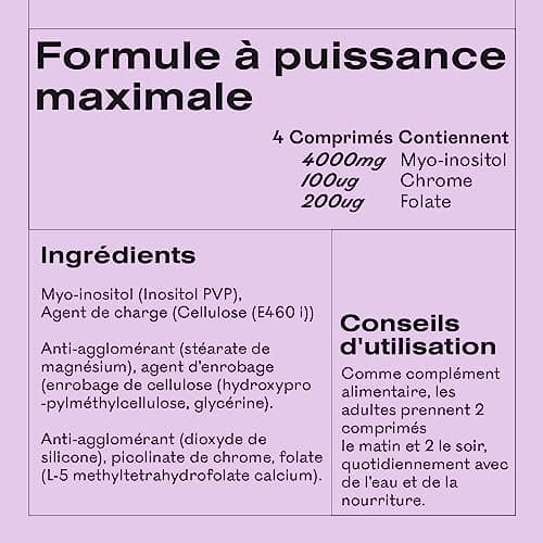 Myoplus - Complément Myo-inositol SOPK - Apport quotidien de 4000 mg, 200 ug de folate & 100 ug de chrome - 120 Comprimés Vegan - Fabriqué au Royaume-Uni par MyOva