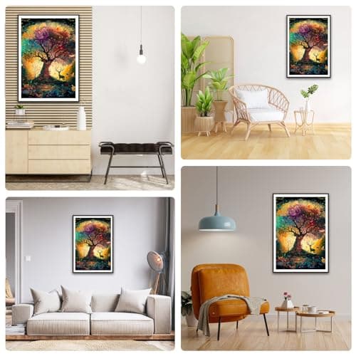 DAERLE Kit De Peinture Diamant Complet Arbre de vie, 5D DIY Diamond Painting Kit Paysage, Diamond Painting Kit Pour Adultes Enfants, Peinture Diamant Pour La Décoration Murale De La Maison 30x40cm