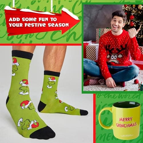 The Grinch Coffret Mug - Chaussettes et Mug de Café 325ml, Coffret Cadeau pour Homme Ado.