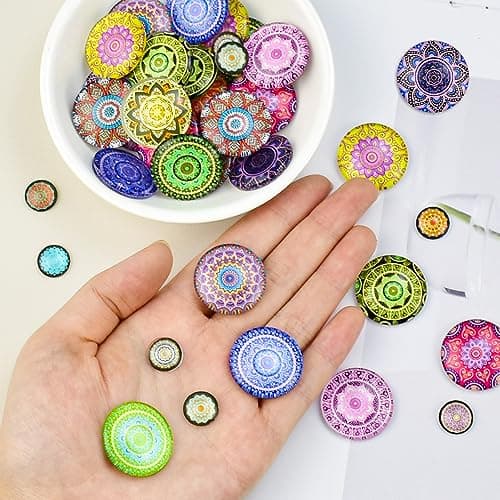 LIMITADA 150 Pcs Cabochon Verre Mosaïque Cabochon Verre 25 mm/12mm Cabochons pour Bijoux de Couleur Mélangée Cabochon Rond Verre Cabochon Verre Vitrail pour Fabrication de Bijoux Artisanale Pendentif