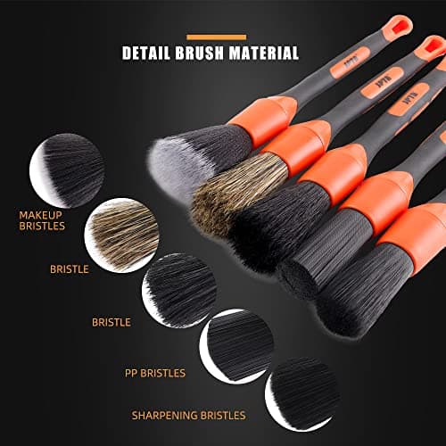 SPTA Brosses Ultra Doux, Auto Brosses Ultra Doux, Brosse à Détail, Brosses de Nettoyage pour Voiture avec Poils Souples, Lot de 5 pour Nettoyer Tableau de Bord, Intérieur, Extérieur