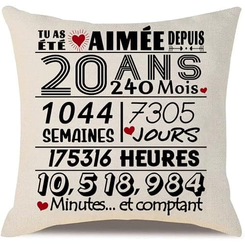 Cadeau d'anniversaire 20 Ans pour Les Femmes et Les Hommes Housse de Coussin pour 20 Ans 20e Anniversaire 20 Ans Housse de Coussin pour sœur Amis Fille Fils Petit ami Petite Amie (20)