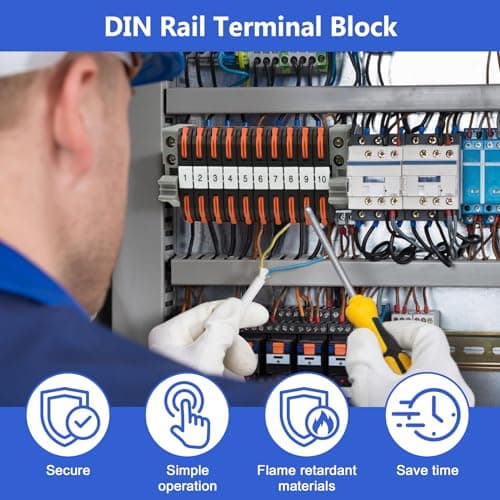 40 Pièces Kit de Bornier de Rail Din Electrique, Bornes à Vis pour Rail Din, Noir Bornier de Connecteur de Rail pour Projets de Bricolage CâBlage Rapide Enfichable