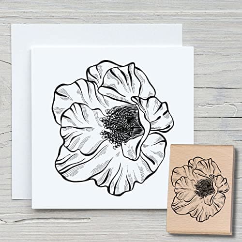 Newstamps Tampon en bois Motif coquelicot Pour la fabrication de cartes, le bricolage, les fleurs, les plantes, le scrapbooking