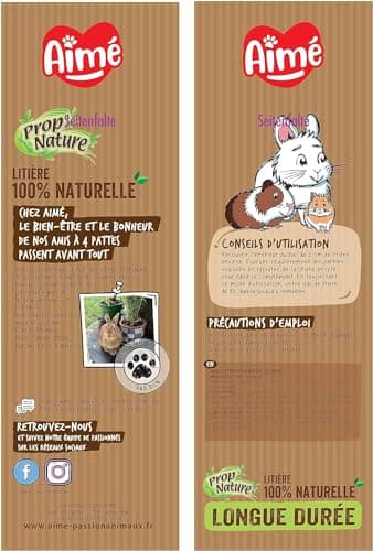Aimé - Litière Petits Animaux PROP'Nature 10L - Litière Biodégradable et Super Absorbante à Granulés de Bois - Litière Lapin, Cochon d'Inde, Hamster, Souris, Cobaye - Jusqu'à 6 Semaines d'Utilisation