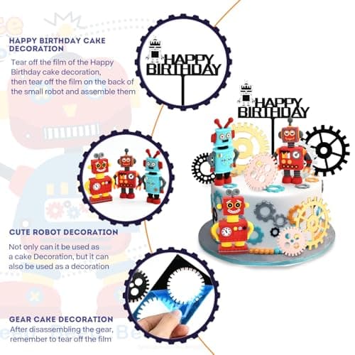 Décoration Gâteau Robot, 11 Pièces Cupcake Topper Robot, Robot Anniversaire Cake Topper, Cake Décoration Robot, Cake Topper Robot, Robot Party Gâteau Décoration, Gear Gâteau Topper