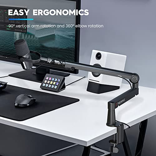 Bars Micro, Support de Microphone ajustable à profil bas avec gestion des câbles pour Blue Yeti HyperX Quadcast Shure Rode Razer Seiren Mini SoloCast Elgato Wave,Boom arm universel,Noir
