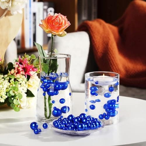 Perles Flottantes 200 Pièces Perles Non Poreuses Bleu Perle Flottante pour Vase Perles de Bougie Flottantes les Perles de Sirène Conviennent aux Fêtes, Décoration de Remplissage de Vase
