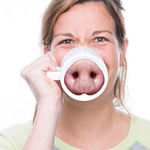 auvstar Tasse Amusante créative, Céramique Porc Nez Café Tasse de thé Nouveauté Tasse à Eau de Bureau à Domicile, Cadeau pour Famille, Ami, Enseignant (Nez de Cochon)