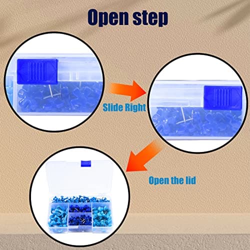 VAPKER Lot de 215 punaises bleues – Rondes, plates, en forme de cœur et standard avec pointe en acier