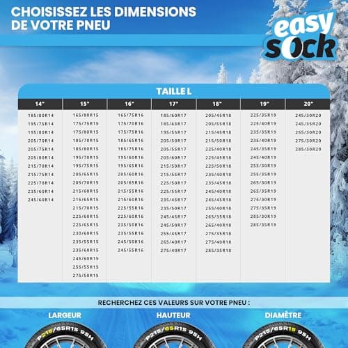 Easysock EASYSOCKS.L Chaînes Neige Textile Taille L, Lot de 2