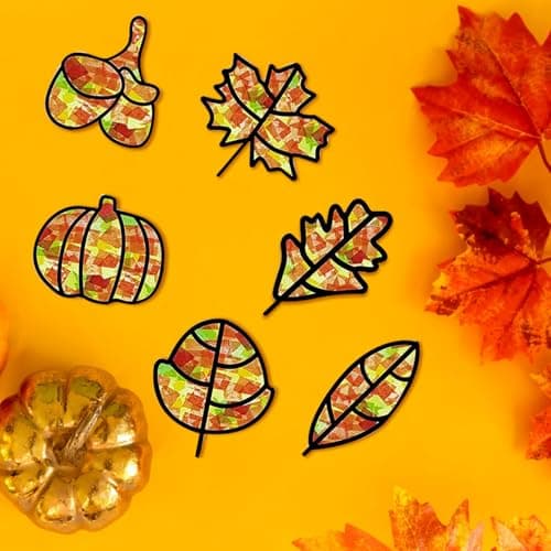 12 pièces Bricolage d'Automne pour Enfants Gommettes Feuilles Automne, Artisanat Couronne d'automne, Loisirs Créatifs Enfants, Gommettes Automne Feuilles pour Enfants, Enfant Kit d'Artisanat d'Automne
