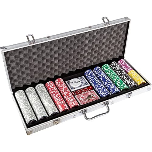 GAMES PLANET Set de Poker avec 1000 jetons Laser, 2 valises de Poker, Silver