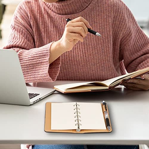 LERANXIN Petit Carnet, Cahier de Poche A7, Mini Classeur 6 Anneaux, Confortable à Tenir Cahier Page Blanche, Bloc Notes à Feuilles Mobiles avec Papier Rechargeable