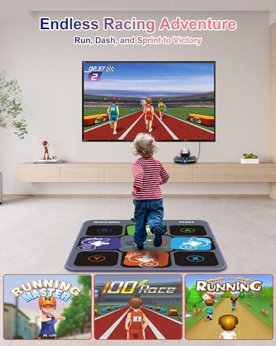 Acelufly Tapis de Danse pour TV avec caméra, Tapis de Jeu antidérapant avec 2 poignées sans Fil et Boule Disco colorée, Jeu de Tapis de Danse pour Enfants et Adultes, Cadeau pour garçons et Filles