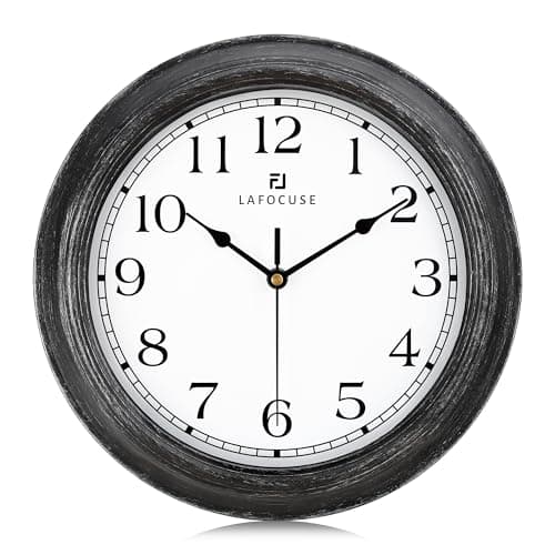 Lafocuse 30cm Horloge Murale Silencieuse Vintage, Rustique Retro Pendule Murale Noir, Shabby Chic Deco sans Tictac pour la Maison Salon Cuisine Chambre Bureau 30cm