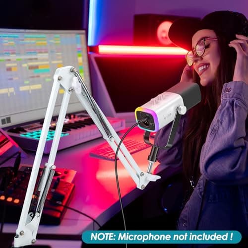 Fifine AM8 Bras Micro Blanc, Support Micro Blanc Fifine USB/XLR Studio Micro avec Adaptateur à vis de 3/8" à 5/8", Pied de Micro Pince de Perche Micro Fifine AM8 pour Gaming, Podcasting par YOUSHARES