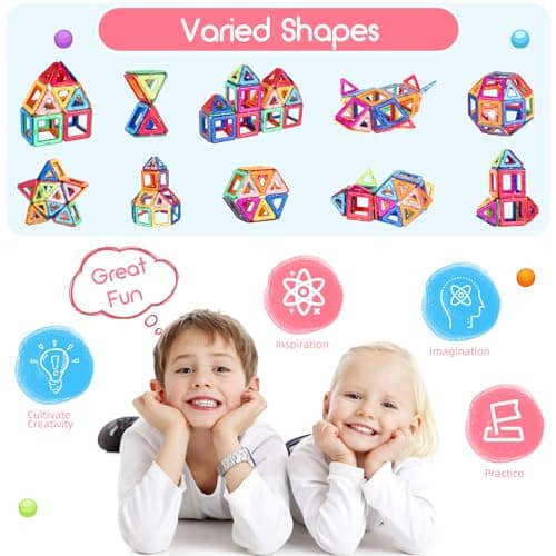 aaczly Construction Magnetique Enfant 50 Pièces Blocs de Construction Magnétiques Enfants Educatif Jeux Cadeaux pour Enfants à Partir de 3 4 5 6 7 an