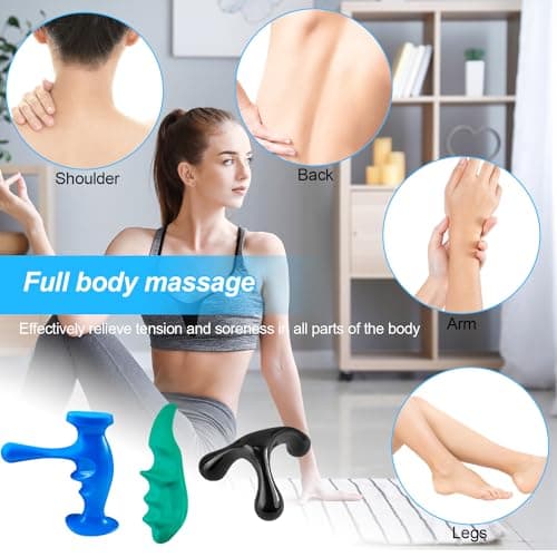 3pcs Set de Massage, Kit de Massage, Outil de Massage Des Tissus Profonds Massage Point Trigger Thérapeute Pouce Points Trigger, Rouleau Visage, pour Le Dos, Cou,Tete,Pieds, Bras et Jambes