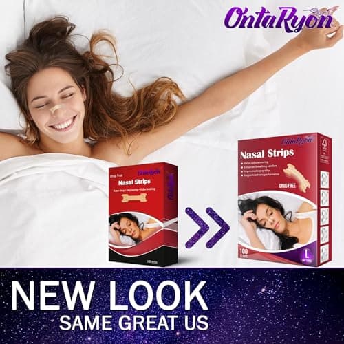 Bandelettes Nasales OntaRyon (x100 grandes) Aide Pour Arrêter Le Ronflement, Aide Anti-Ronflement Pour Respiration Nasale - Dilateur, Patchs Nasaux Pour Un Meilleur Sommeil
