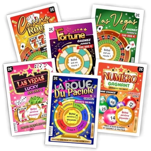 6 Cartes Annonce Grossesse à gratter | Annonce Bébé BEBE ARRIVE BIENTOT | Mamie Papy, Tonton Tata | Annonce grand parents, papa | Ticket de jeu à gratter (6 cartes ANNONCE GROSSESSE)