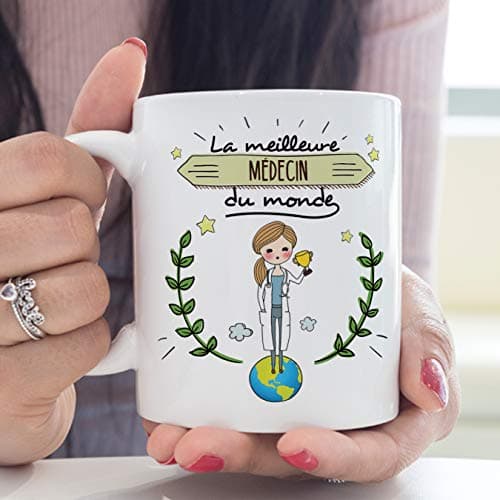 Médecin Tasses Originales de café et Petit-déjeuner à Donner Travailleurs Professionnels - La Meilleure Médecin du Monde - Céramique 350 ML