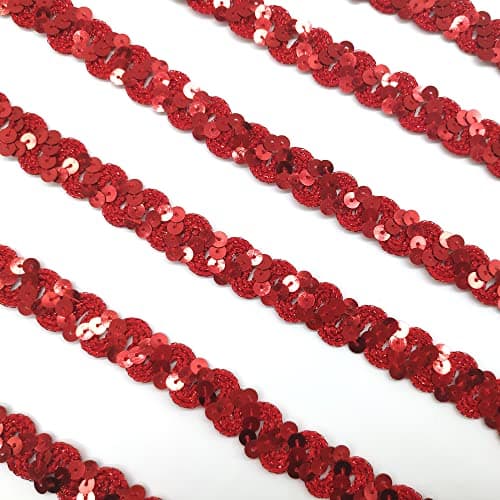 Hayaww 15 Yards 15 mm Paillettes Ruban, Sequin Paillette Trim Ruban De Paillettes Ficelle De Garniture De Paillettes Rubans à Paillettes Pour Bricolage Couture Costumes Artisanat (Rouge)