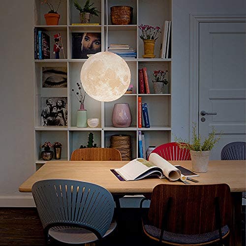 KRUIHAN Lampe Lune Plafond,Lune Chambre Enfant,Suspension Luminaire Lune,Plafonnier Boule,Suspension Planet,Lustre Chambre,Lustre Salon Moderne(Ampoule n'est Pas Inclus),22cm