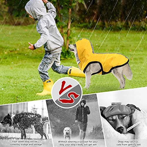 Idepet Imperméable imperméable pour Chien 2 en 1,Combinaison légère pour Animaux de Compagnie Chien à Capuche Poncho de Pluie Respirant à Couverture intégrale pour Petits Chiens de Taille Moyenne