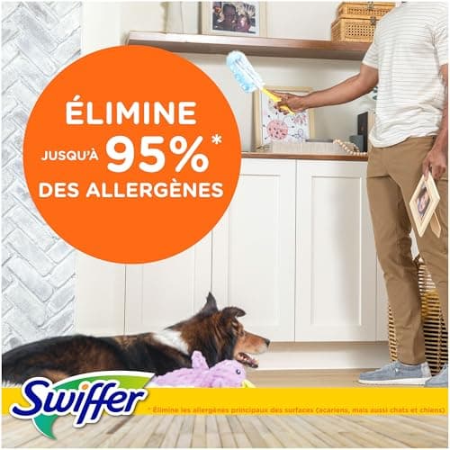 Swiffer Plumeau Duster Attrape et Retient 25 Recharges Dépoussiérantes, Attrape Et Retient 3 Fois Plus De Cheveux Et Poussière Qu’Un Plumeau Ordinaire