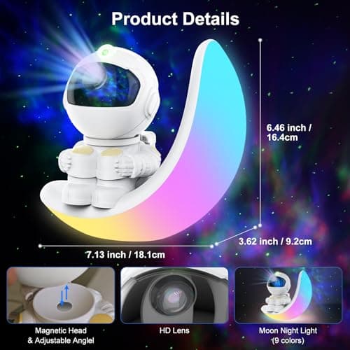 Astronaute Projecteur Galaxie,Projecteur ciel etoile avec Nébuleuse et Étoile,Minuterie,Bruit blanc,Enceinte Bluetooth. Lampe de projection ciel etoilé Plafond Veilleuse Enfant pour Decoration Chambre