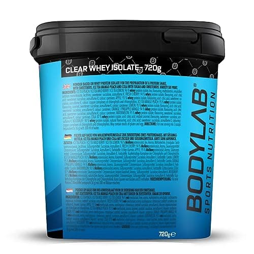 Bodylab24 Clear Whey Isolate 720g Thé glacé Citron, shake protéiné à base de 96% d'isolat de protéines de lactosérum, boisson fruitée rafraîchissante, peut aider à la construction musculaire