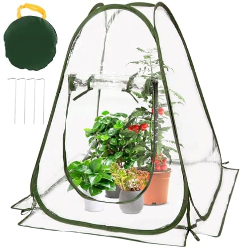 Mini Serre de Jardin 70x70x80 cm Tente d'Hivernage Petite Serre en PVC avec Porte Zippée Pas de Montage Nécessaire pour Plantes Fleurs Légumes Interieur Exterieur