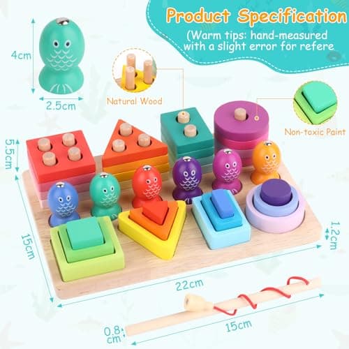 TNOMSNO Juguetes Educativos Montessori, Jeux Montessori, 3 en 1 Jeux Montessori 1 an, Jeu Montessori 2 3 4 Ans, Jouets à empiler et de tri, Jouet en Bois pour Cadeau Fille Garcon Bébés 2 3 4 Ans