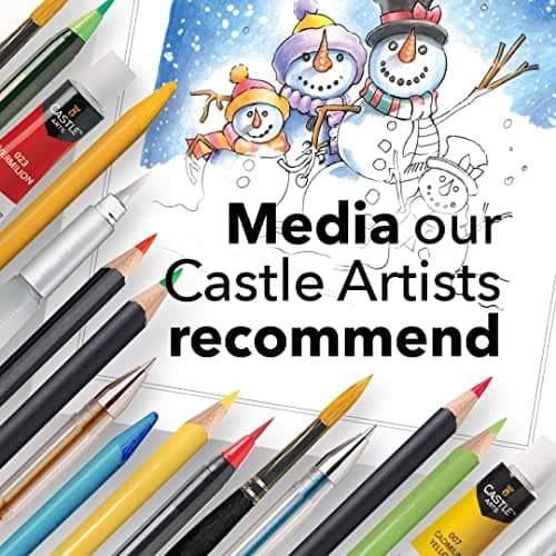Castle Arts - Livre de coloriage Noël | Cartes, calendrier et scènes festives sélectionnés par nos artistes | Guide de référence des couleurs | Papier épais de qualité | Format paysage A4 à encadrer