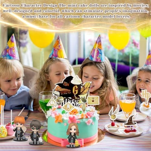 Wizard Cake Topper, 14 Pièces Harry décorations de gâteau d'anniversaire, Harry Gâteau Topper, Harry Thème Cupcake Toppers, Wizard Mini Figurine, pour Enfants Fête D'anniversaire