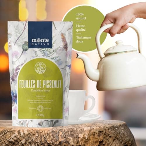 Tisane de feuilles de pissenlit Monte Nativo (300 g) - 100% pure et naturelle, sans additifs - Tisane de feuilles de pissenlit en cadeau - Tisane aromatique - Thé aux fruits - Thé Chaud ou Thé glacé
