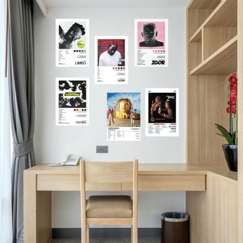 OZXVXZO 6 Pcs Affiches Esthétiques Chanteurs, Affiche Musicale, Affiches de Couverture D'album, Album Cover Poster Décoration Murale pour Salon Poster de Musique, Kit Collage Mural (20x25 CM)