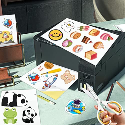 Gudotra 50 Feuilles A4 Papiers Autocollants Imprimante Blanc Étiquettes pour Imprimante Laser Jet d'Encre Étiquette Imprimable Autocollante 210 x 297 mm