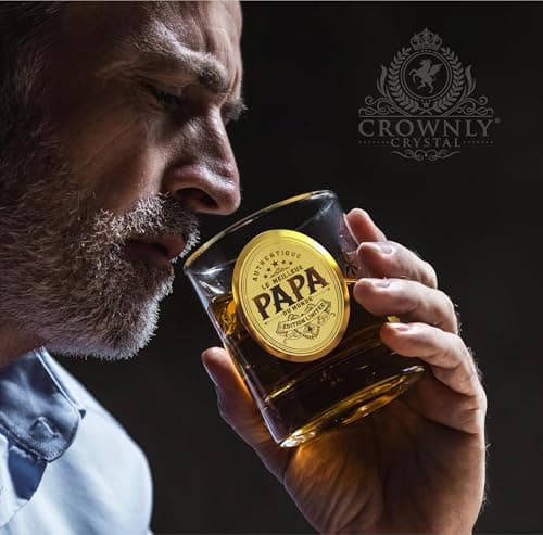 CROWNLY CRYSTAL® Cadeau Anniversaire Papa Cadeau Personnalisé Verre A Whisky Cadeau Homme Cadeau Pour Papa Verre Whisky Personnalisé Cadeau Papa Cadeau Fete Des Peres Idee Cadeau Homme Original