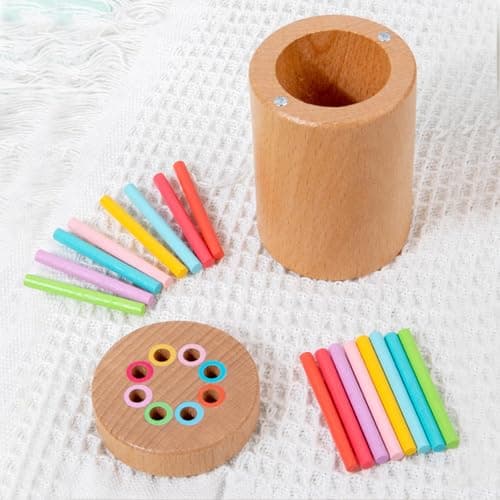 LunarCharm Montessori Jouet à partir de 1 à 2 ans, couleurs assorties, jouets de motricité, jouets sensoriels en bois, jouets pour bébé, jouets pour enfants à partir de 3 ans
