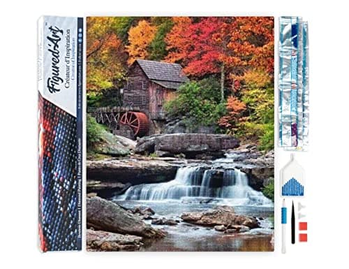Figured’Art Diamond Painting Broderie Diamant 40x50cm Toile Entière Roulée avec Strass Perles Carrés - Relais de Montagne - Kit Complet Paysage 5D DIY Activité Manuelle Loisirs Créatifs Adultes