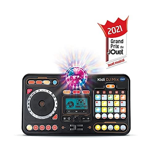 VTech - Kidi DJ Mix, Platine DJ Enfant 12 en 1, Table de Mixage Bluetooth avec Pads Lumineux, Boule Disco, Prise Jack pour Casque, Apprentissages et Jeux, Cadeau Enfant Dès 6 Ans - Contenu en Français