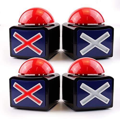 BEAN LIEVE Buzzer Game Show Buttons - Lot de 4 buzzers de réponse avec lumière et Son d'alarme, buzzers pour Les Quiz en Classe, Trivia Quiz Got Talent et Family Feud