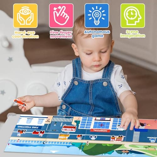 ASTARON Livre d'autocollants de véhicule pour les tout-petits, autocollants de véhicule imperméables réutilisables, jouets de voyage pour activités d'avion pour enfants